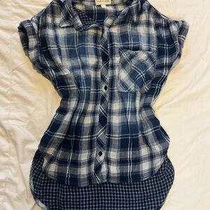 Cloth & Stone Navy and White Checkered Camisole